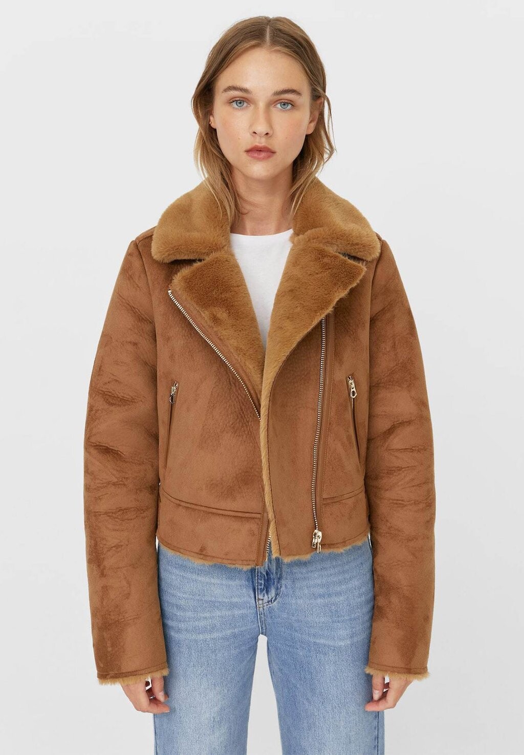 

Куртка межсезонная Stradivarius, светло-коричневый
