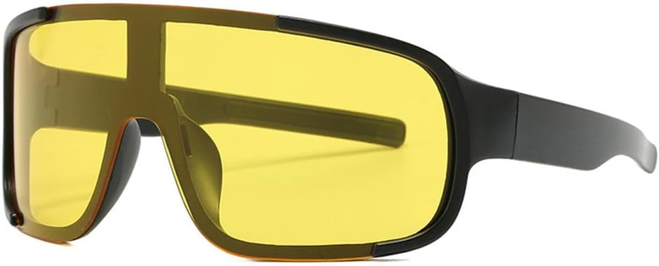 

Ретро большие цельные женские солнцезащитные очки для спорта на открытом воздухе и вождения, зеркальные солнцезащитные очки с защитой от УФ-излучения UV400, мужские матовые солнцезащитные очки LANGSER, Matte Black Yellow