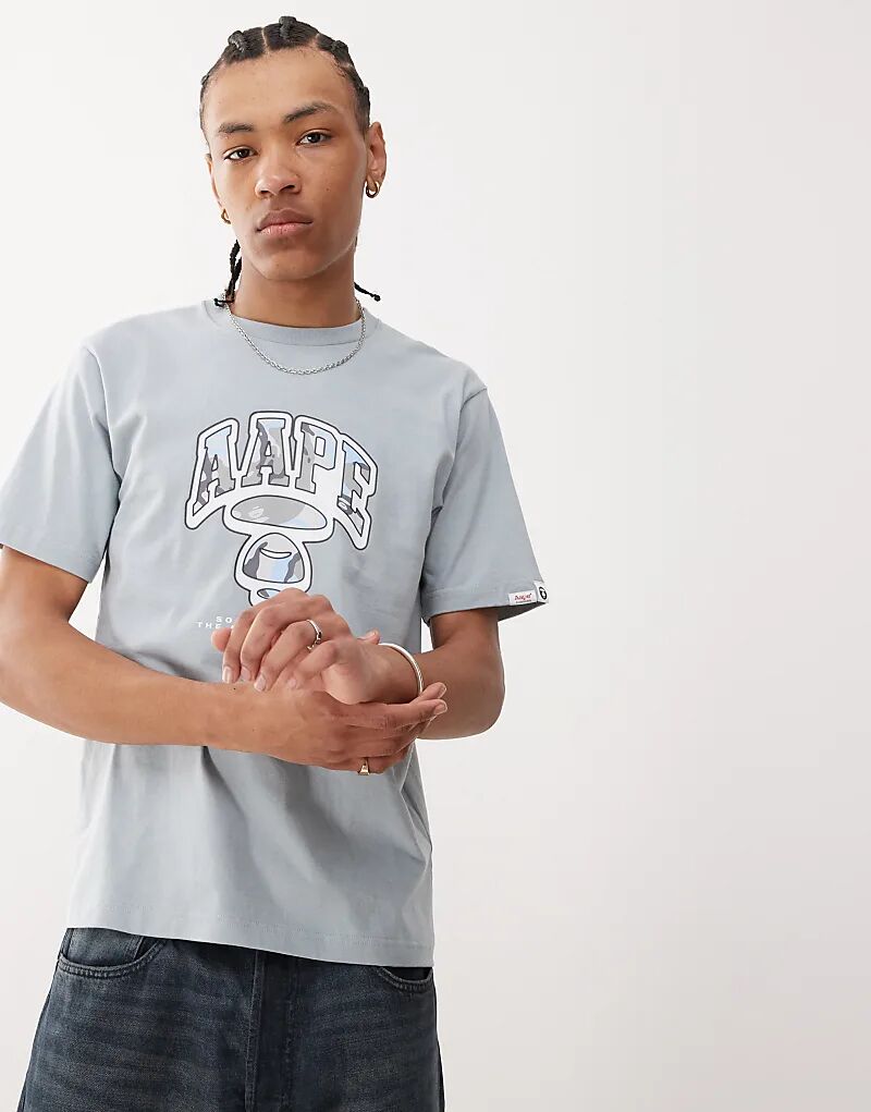 

Футболка с логотипом граффити Aape by A Bathing Ape синего цвета Aape By A Bathing Ape