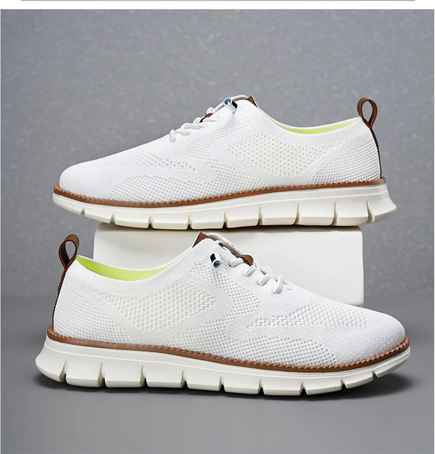 Мужские повседневные туфли Oxfords, деловые сетчатые туфли для ходьбы, модные удобные кроссовки для тенниса и прогулок, шнуровка, дышащие, легкие, с мягкой подошвой, для работы на улице, кроссовки Breeze XDFVC, белый — фото 2
