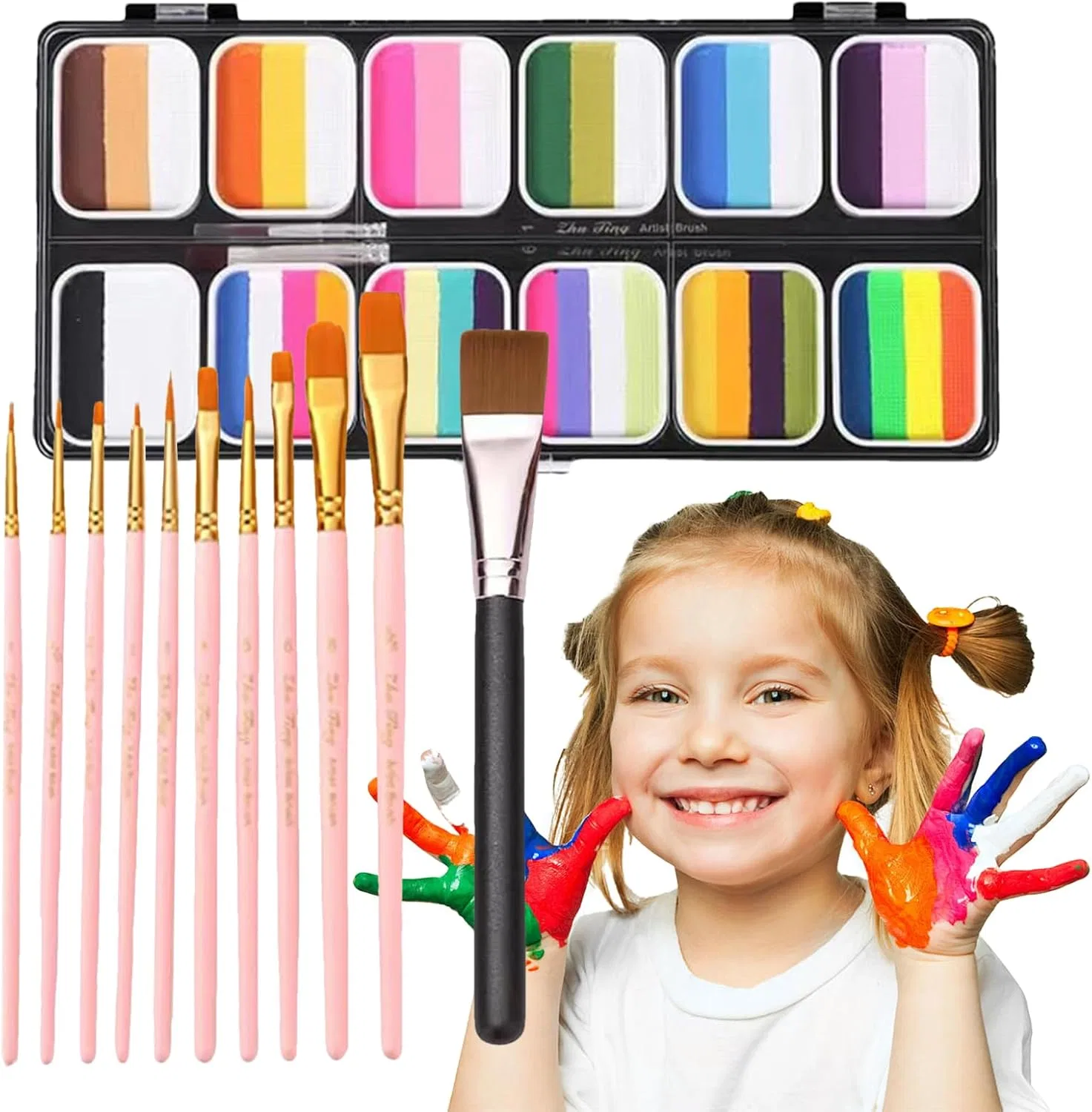 Палитра для лица и тела Rainbow Palette 12 цветов, розовый
