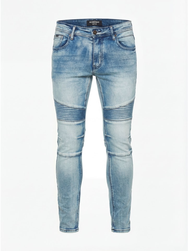 

KOROSHI Узкие джинсы-байкерские синие