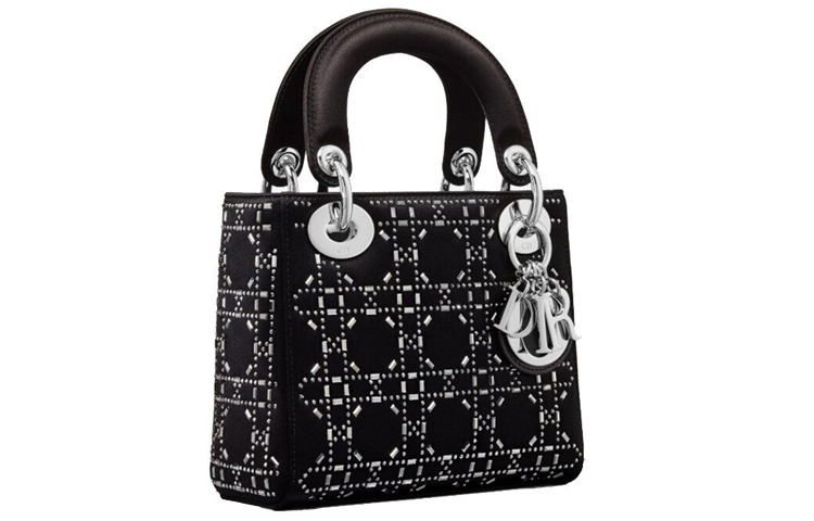 Леди Диор из сатина, миниатюрная женская сумочка черного цвета, модель Lady Dior — фото 3