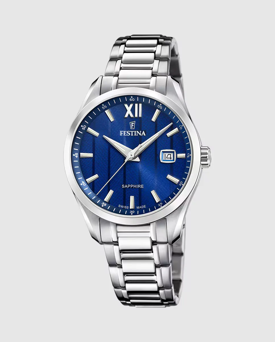 

F20026/2 Мужские часы из серебряной стали швейцарского производства Festina, серебряный