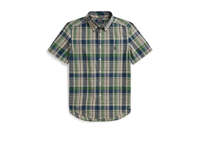 Рубашка хлопковая в клетку Polo Ralph Lauren Kids, White Navy Multi