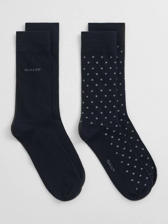 

Хлопковые носки в горошек и однотонные GANT, Pack of 2, Blue Navy