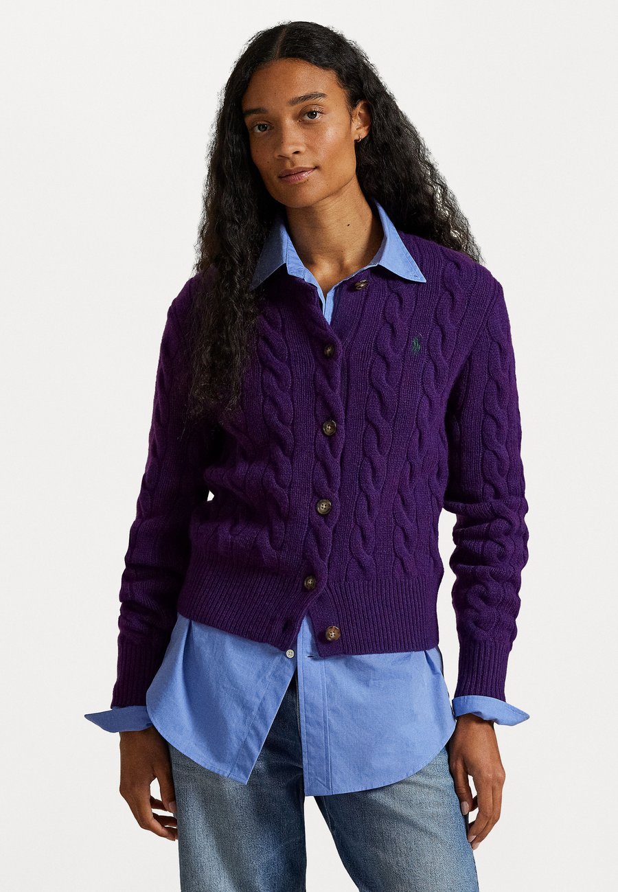 

Кардиган Polo Ralph Lauren CABLE-KNIT WOOL-CASHMERE CARDIGAN, Royal Aubergine Purple/Berry