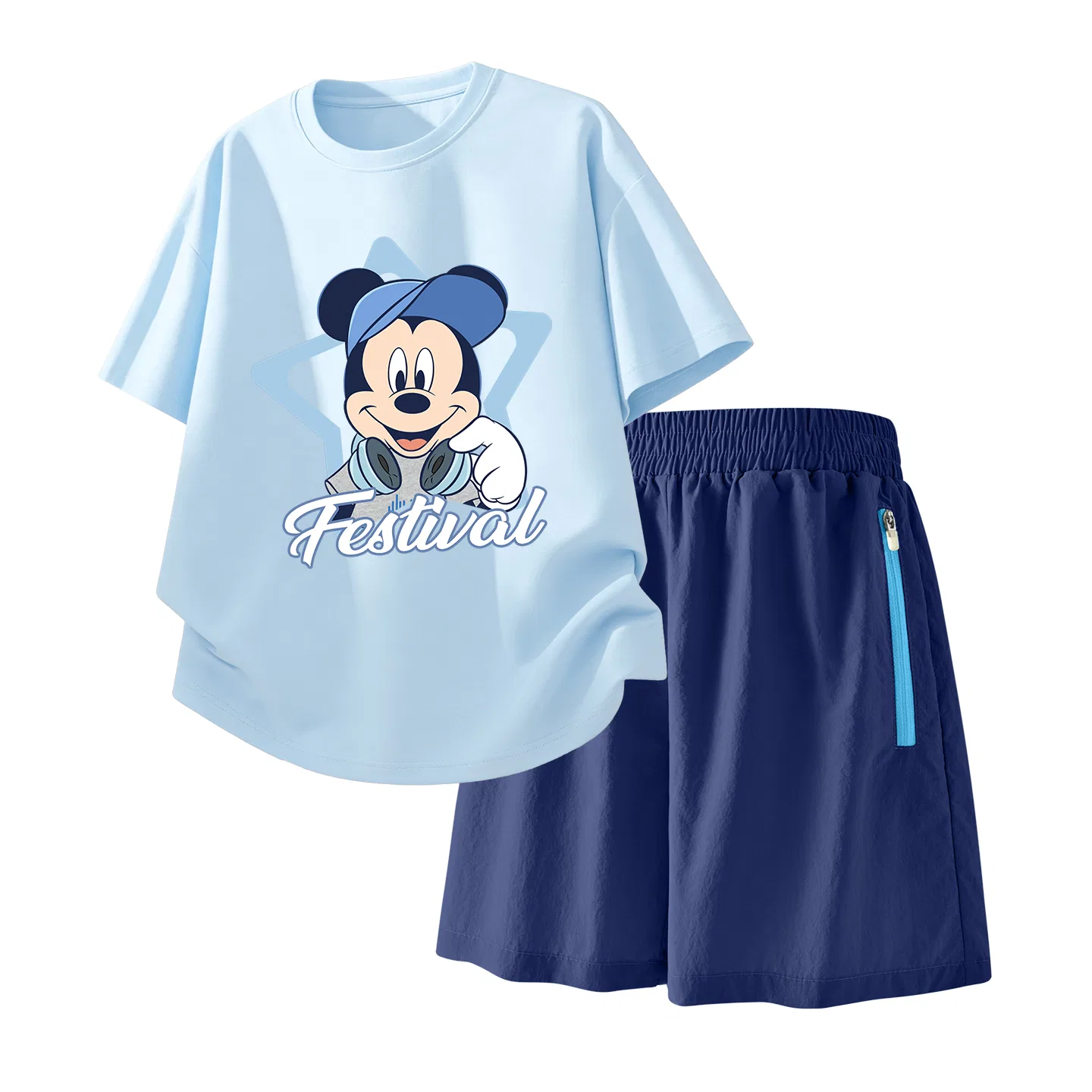 Детский спортивный костюм Casual Sportswear 2 Piece Set Disney, Diyouqi Sky Blue+Solid Color Deep Sea Blue