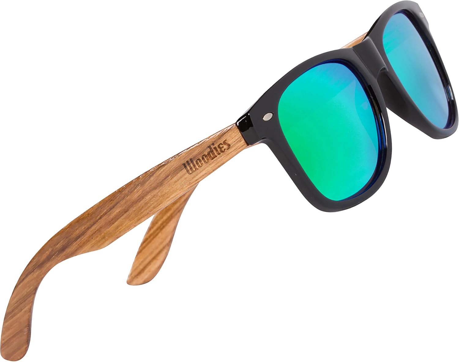 

Солнцезащитные очки Woodies Zebra Wood с зелеными зеркальными поляризованными линзами и оправой из натурального дерева для мужчин и женщин | 100% защита от UVA/UVB-лучей, Green