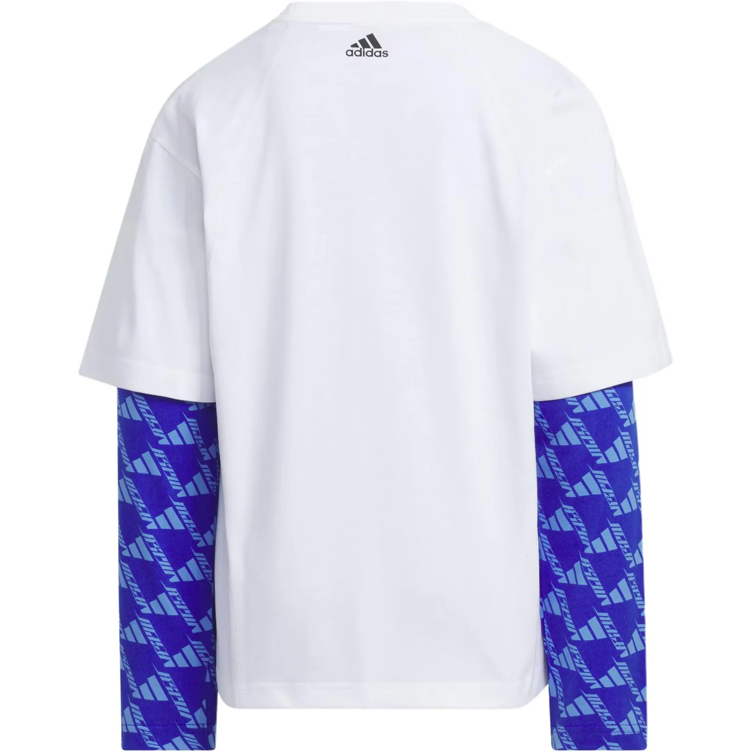 Adidas Футболка белая/полуфлуоресцентная синяя для подростков — фото 4