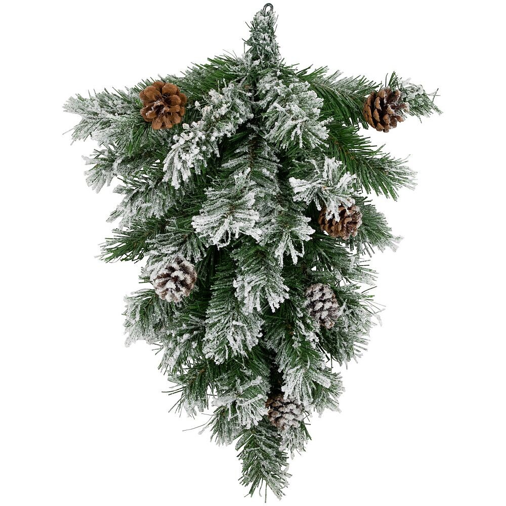 

Northlight 22 в цвете Snowy Flocked Angel Pine Christmas Teardrop Swag, зеленый