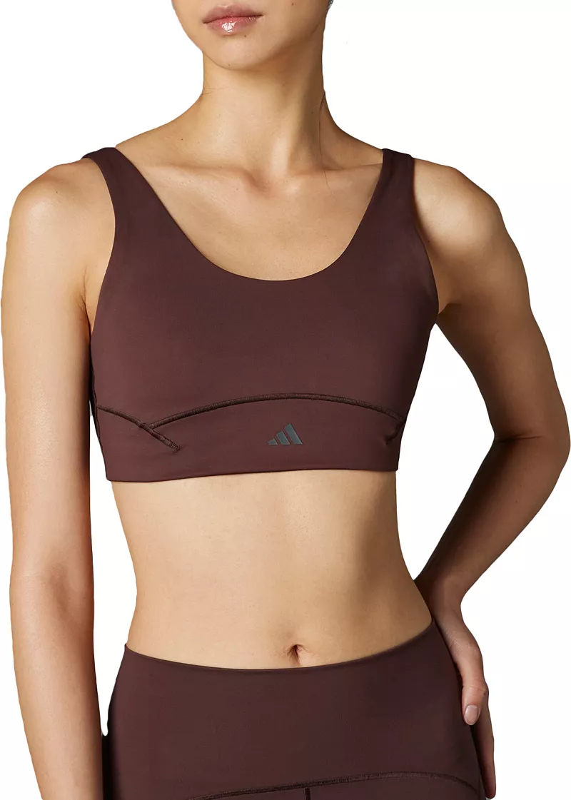 

Женский бюстгальтер средней поддержки Adidas All Me Luxe, цвет Shadow Brown