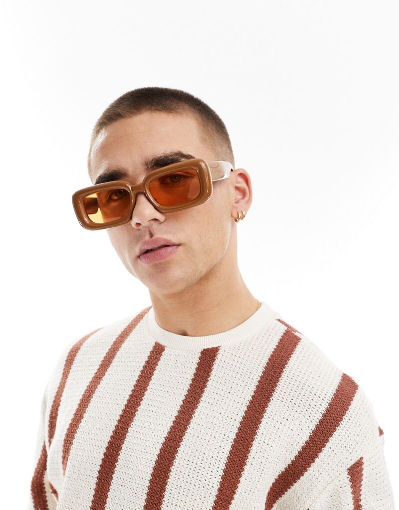 

River Island – оранжевые солнцезащитные очки в закругленной оправе