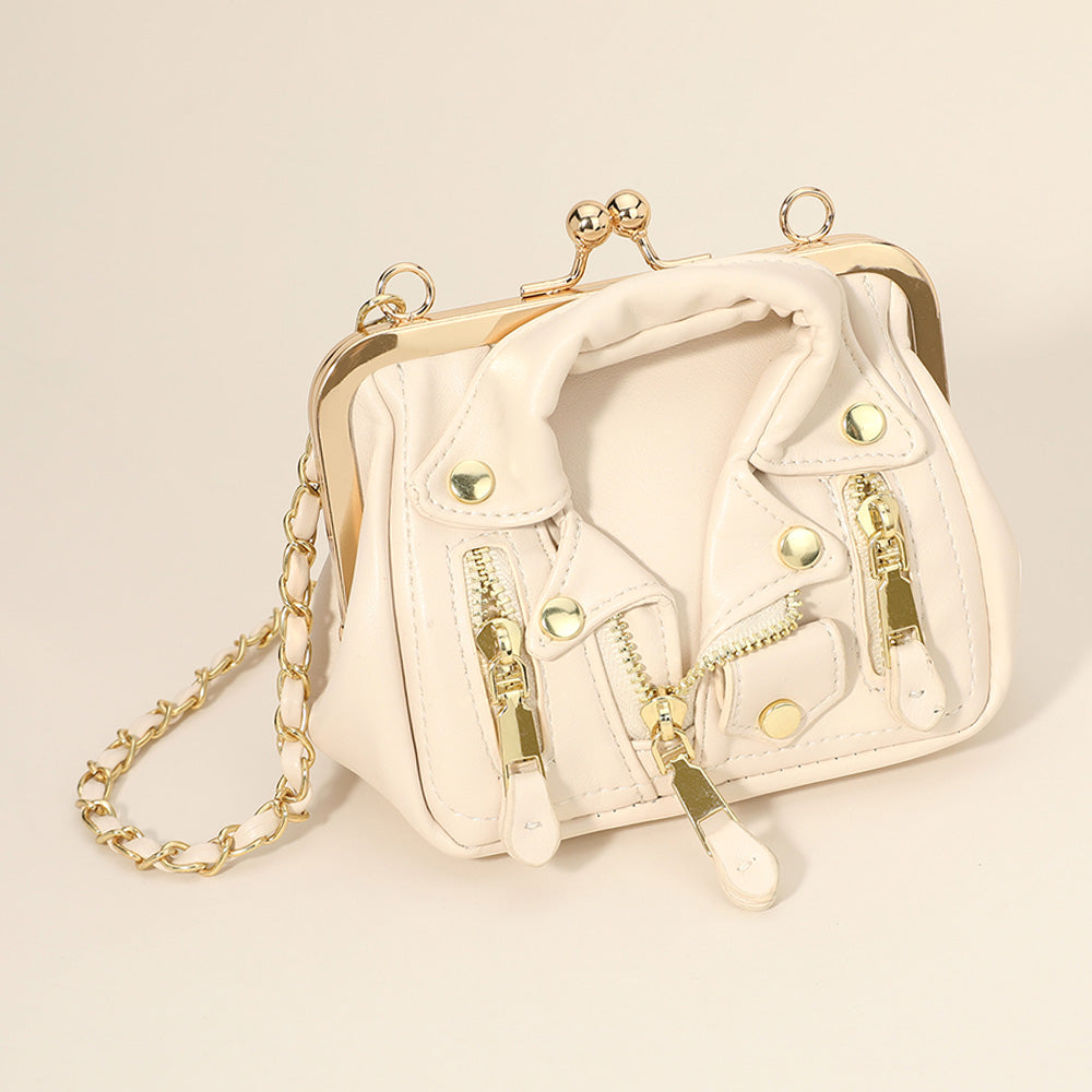 

Кожаная мотоциклетная куртка Сумка через плечо FASHNZFAB, белый