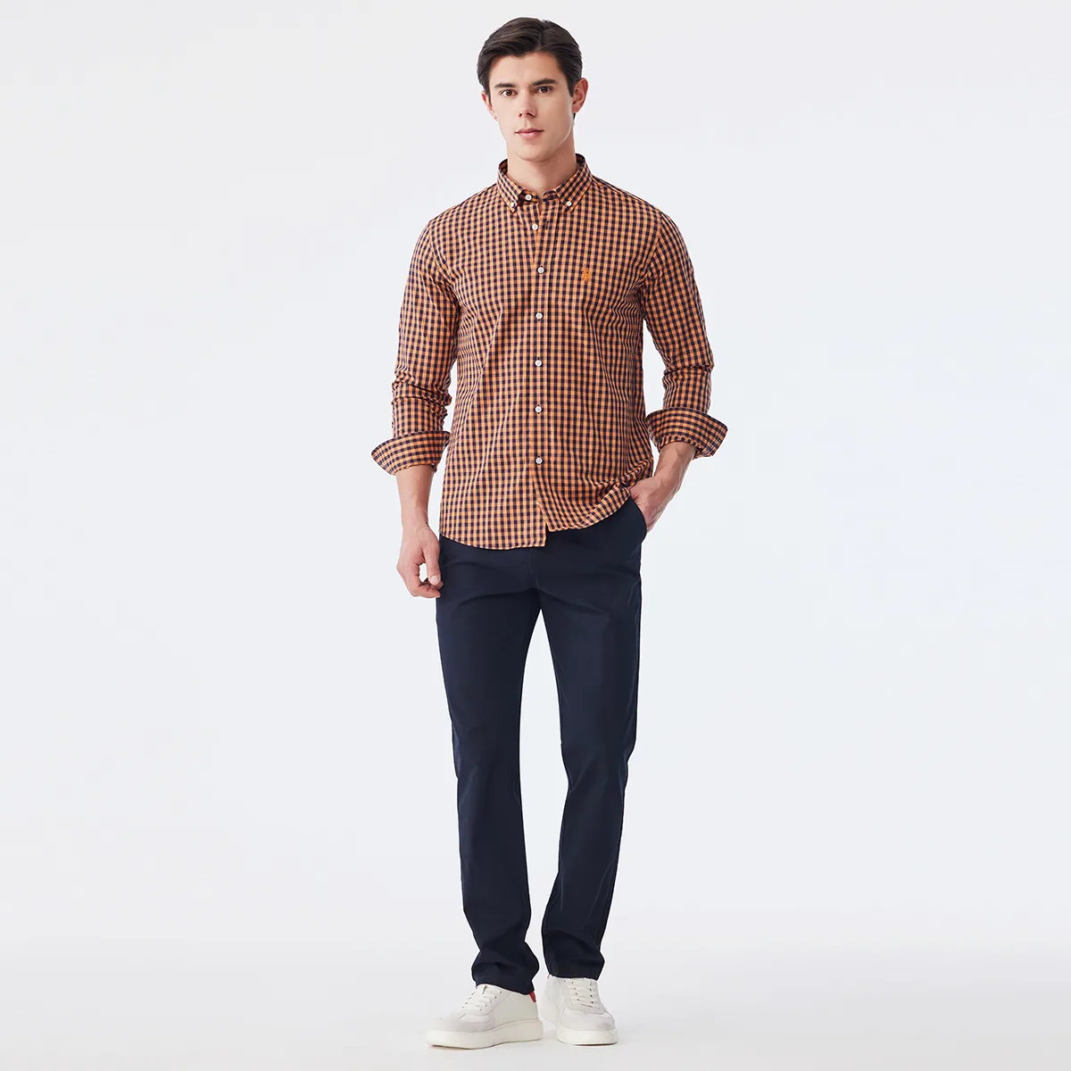 Рубашка мужская с острым воротником U.S. POLO ASSN., Yellow Plaid — фото 4