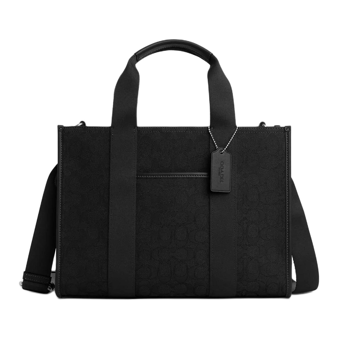 

COACH Смит Жаккардовая сумка шоппер через плечо кроссбоди большая женская черная