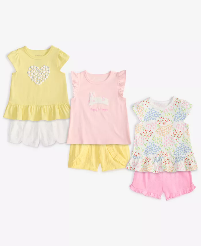 

Футболки и шорты для девочек с цветами и рюшами Mix and Match First Impressions, золото