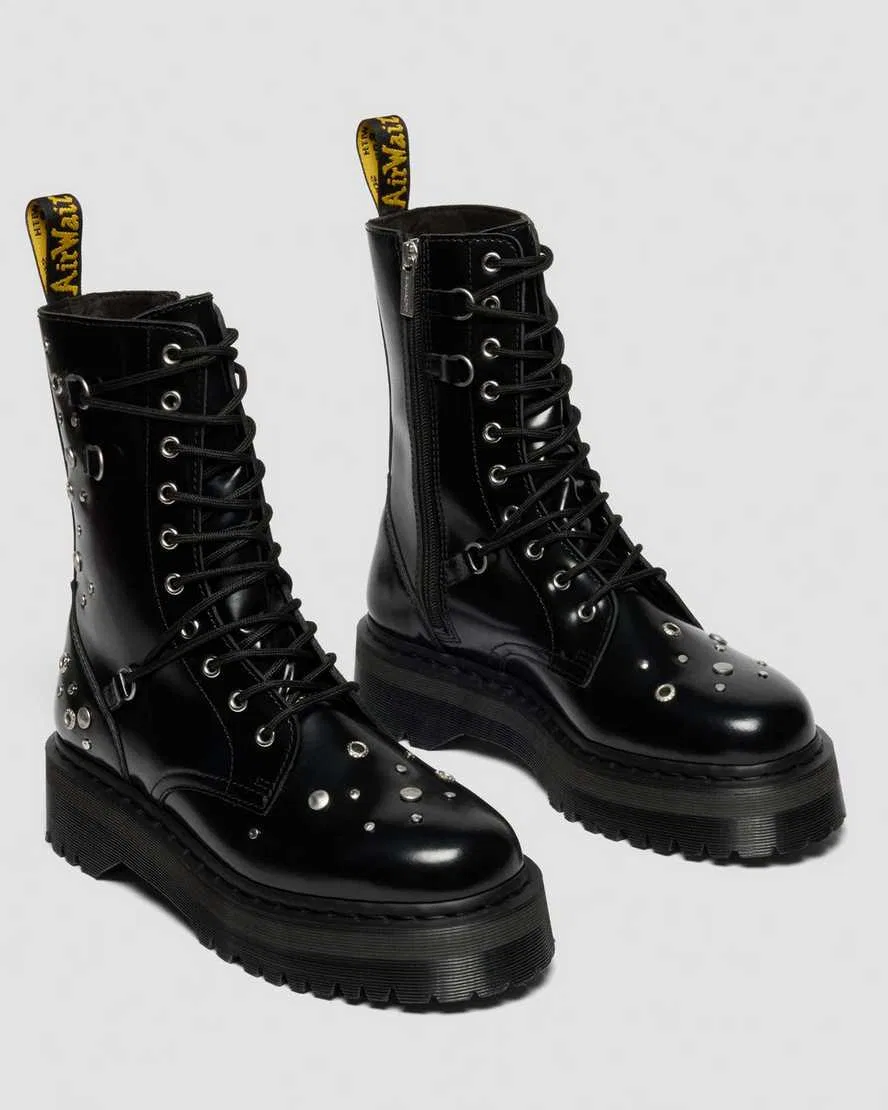 Ботинки на платформе из кожи Buttero с заклепками JADON HI Dr Martens, черный — фото 4