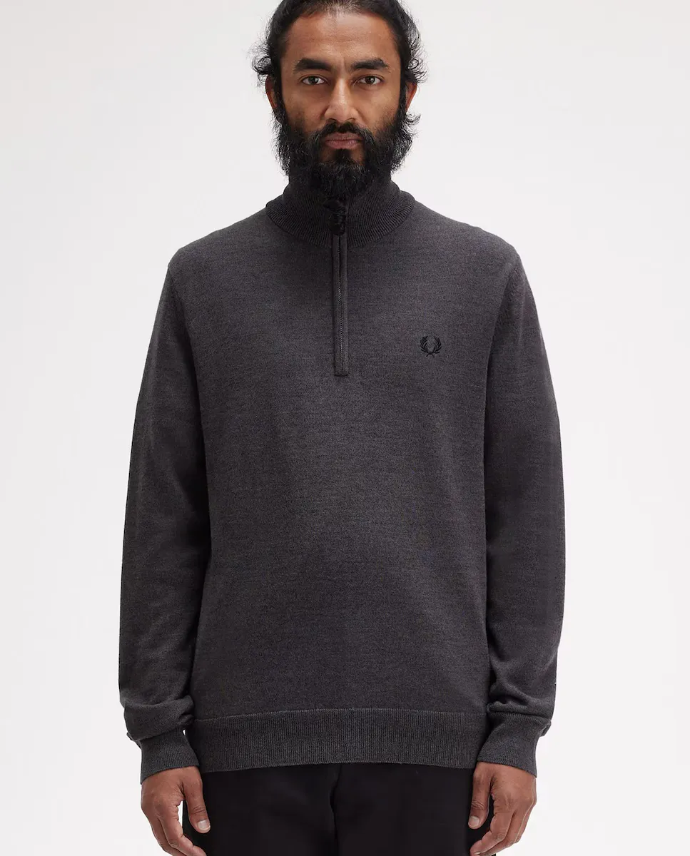 

Мужская толстовка без капюшона на полумолнии Fred Perry, серый
