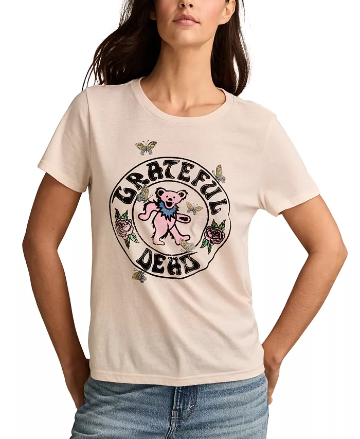 

Женская футболка с круглым вырезом Grateful Dead Butterflies Lucky Brand, белый