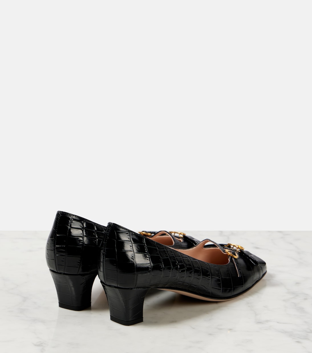 Туфли Bowow 45 из кожи с крокодиловым эффектом Valentino Garavani, Nero — фото 2