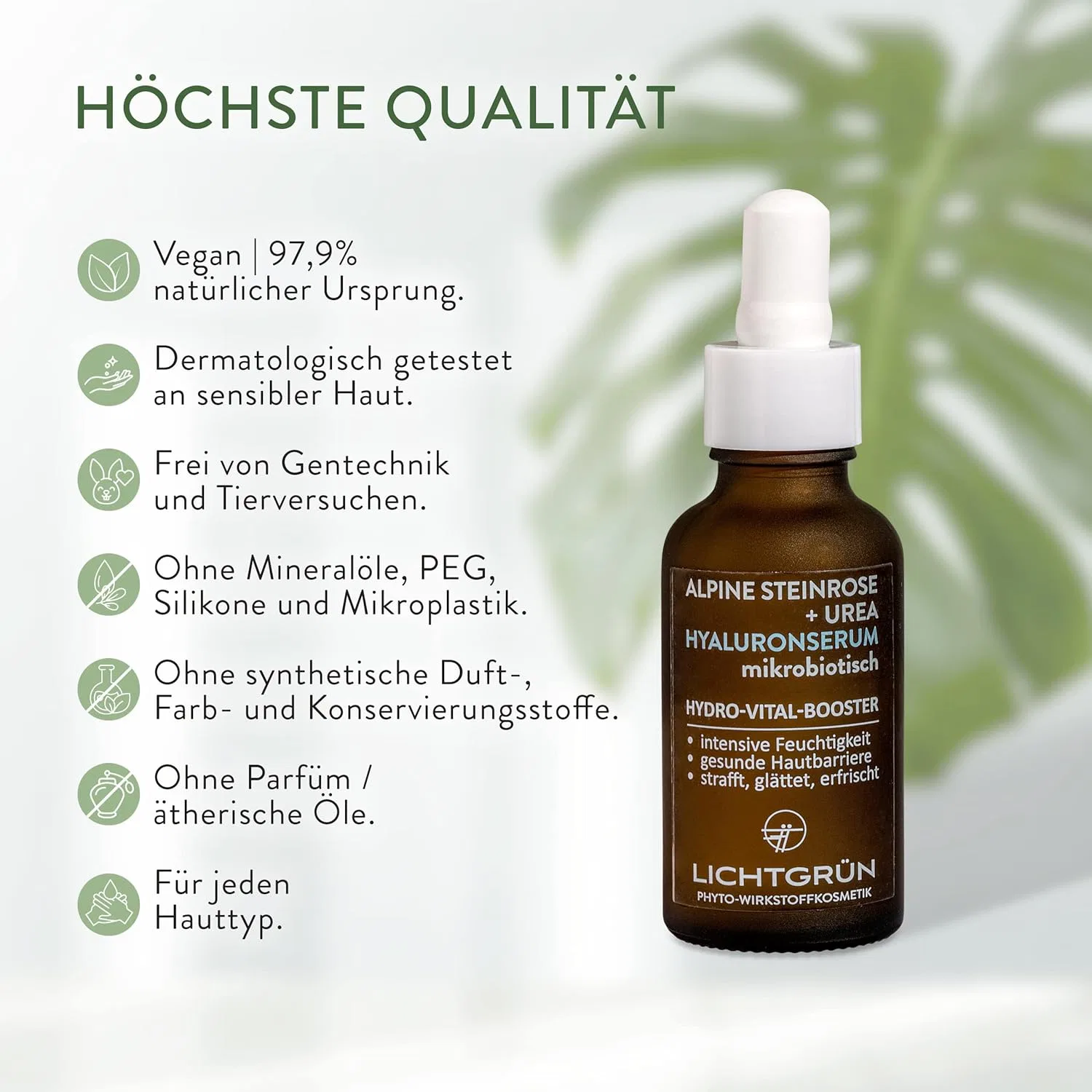 Бустер Lichtgrün — Для лица HYALURON SERUM HIGH DOSE, 30 мл — фото 2