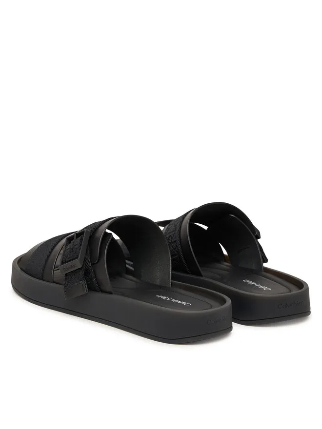 Calvin Klein Мюли Ergon с пряжкой, сандалии Wb Lth Aop HM0HM02096, черные — фото 3
