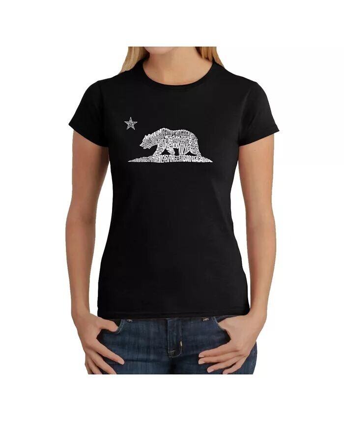 

Женская футболка Word Art - California Bear LA Pop Art, черный