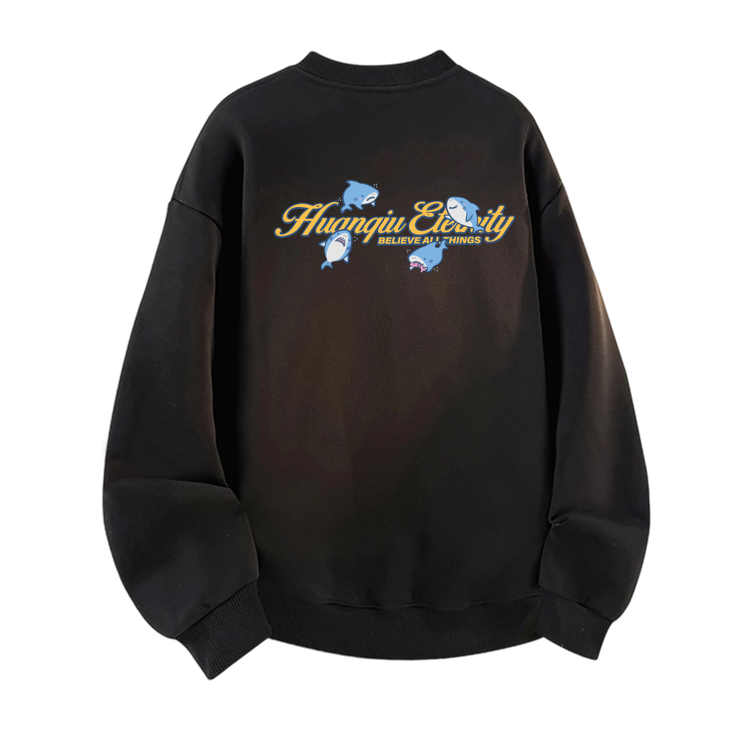 

Свитшот с круглым вырезом Unisex HUANQIU, черный (fleece-lined)