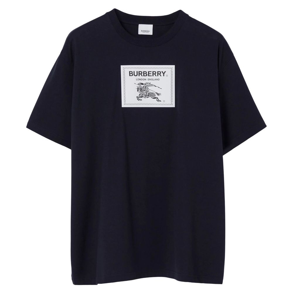 

Классическая хлопковая футболка с контрастными нашивками Burberry, черный