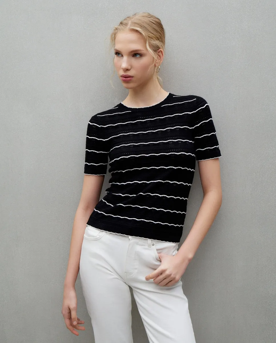 

Женский ажурный трикотаж с короткими рукавами Easy Wear, белый