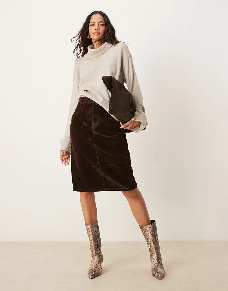

Юбка нестандартной длины из флокированного денима ASOS DESIGN