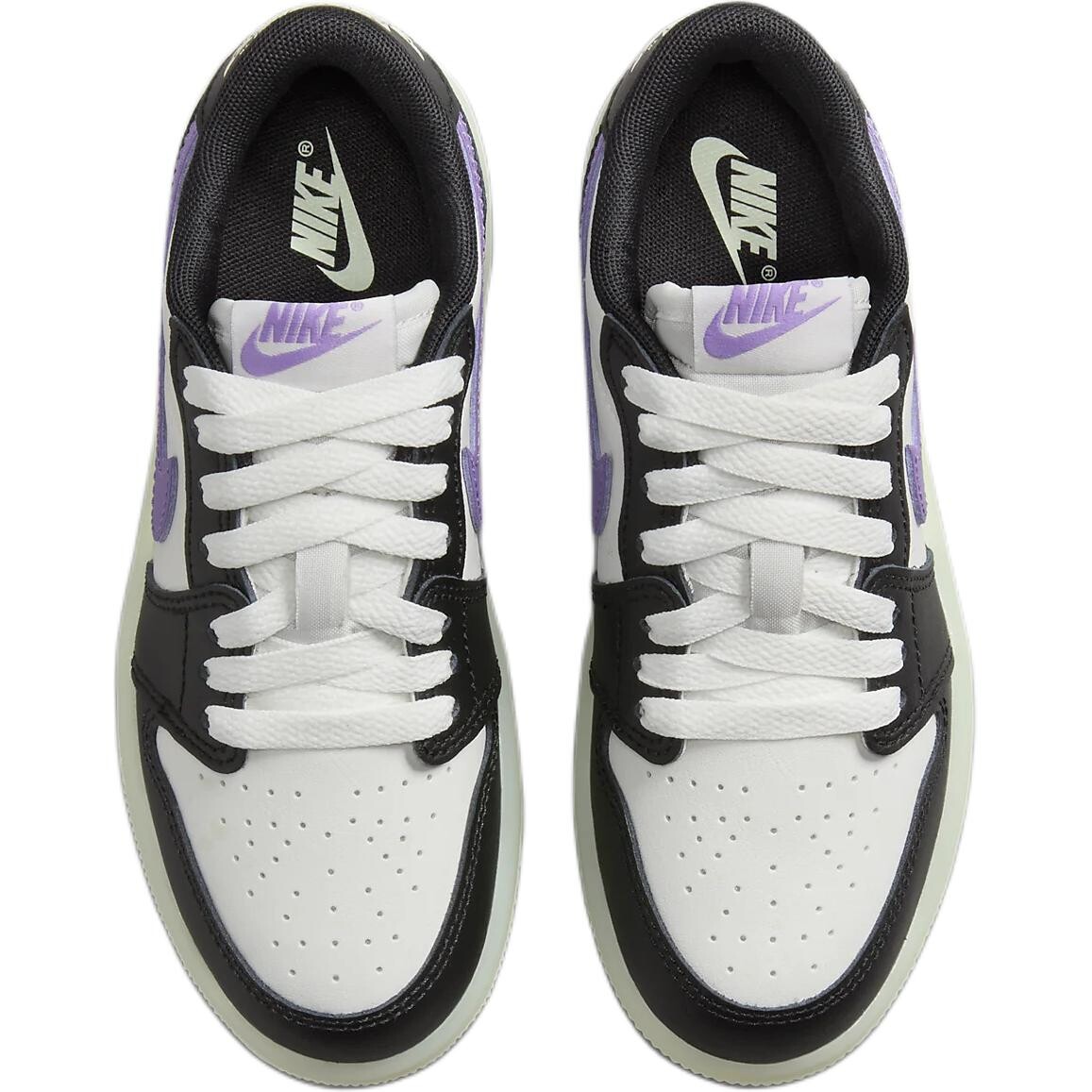 Баскетбольные кроссовки Air 1 Kids для дошкольников Jordan, белый/черный/фиолетовый — фото 4