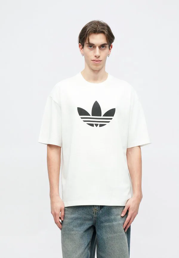 Футболка с принтом в виде трилистника Adidas Originals, White Black — фото 4