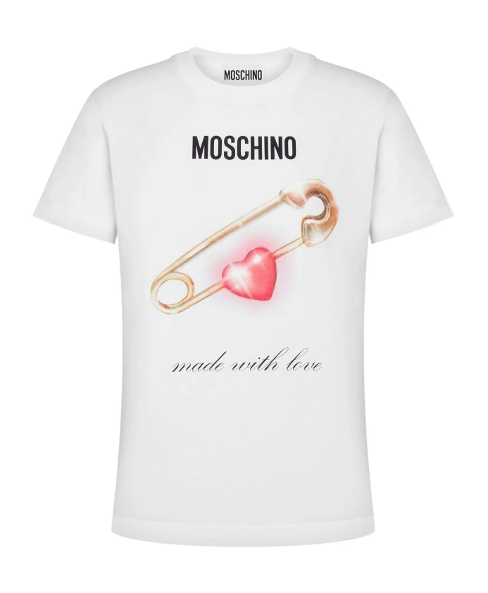 

Футболка с круглым вырезом и логотипом Moschino, белый