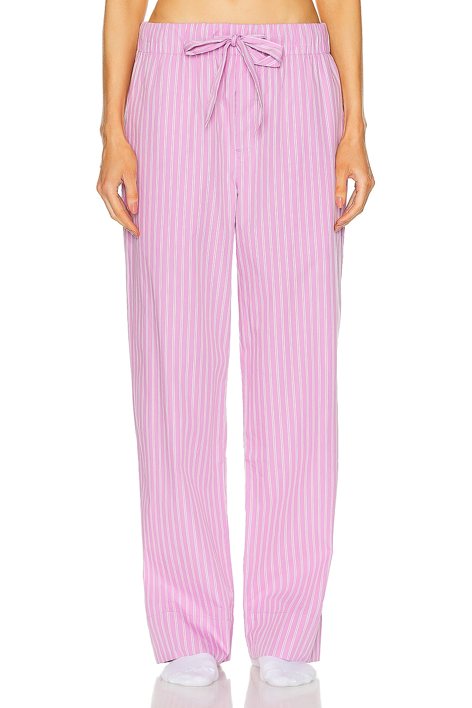 

Полосатые брюки Tekla, цвет Purple Pink Stripes