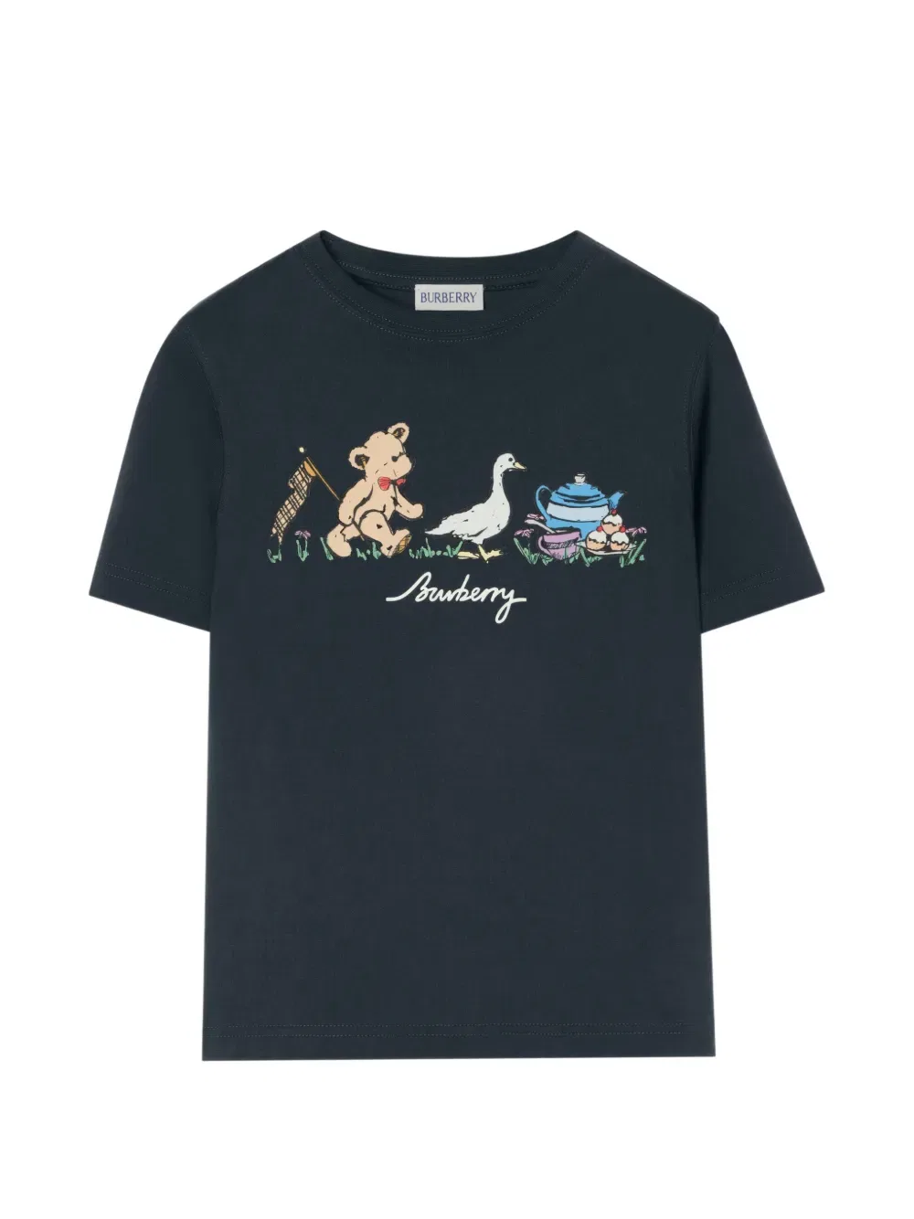 Хлопковая футболка для пикника с плюшевым мишкой Burberry Kids, синий