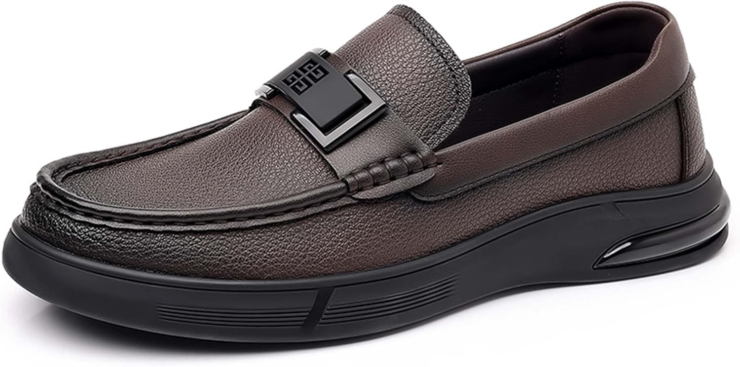 

Повседневные кожаные туфли, мокасины, туфли-«бобы», ретро и простые классические мужские кожаные туфли, повседневная обувь Generic, коричневый
