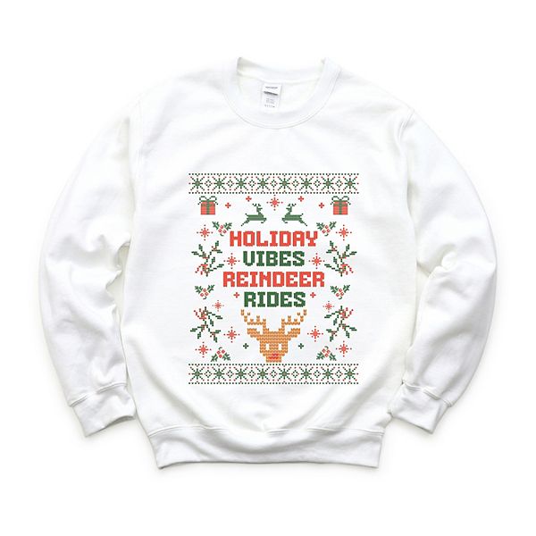

Свитшот Holiday vibes reindeer rides ugly sweater Simply Sage Market, White, Белый, Свитшот Holiday vibes reindeer rides ugly sweater Simply Sage Market, White