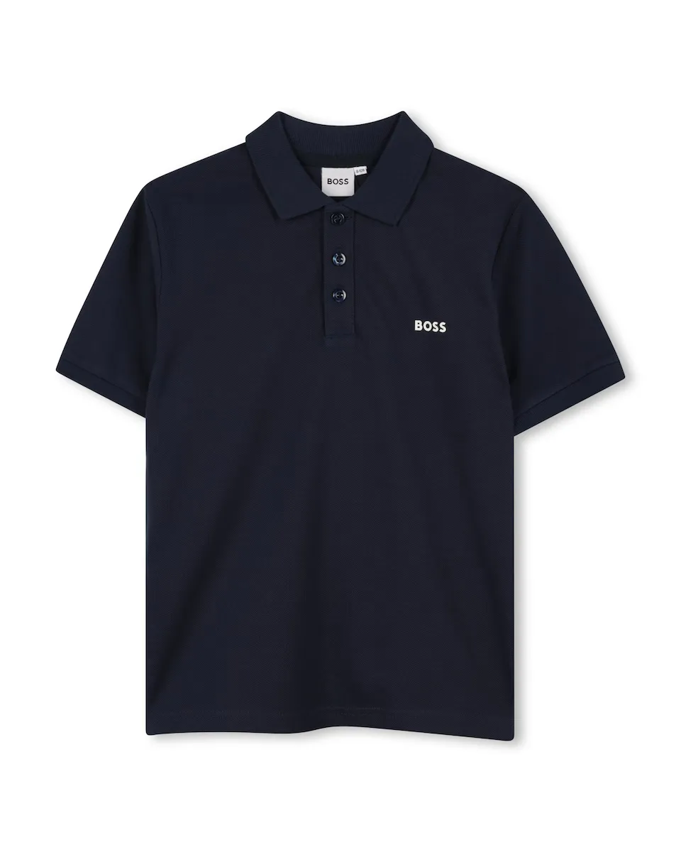 

Рубашка поло для мальчика из черного хлопка BOSS Kidswear, чёрный