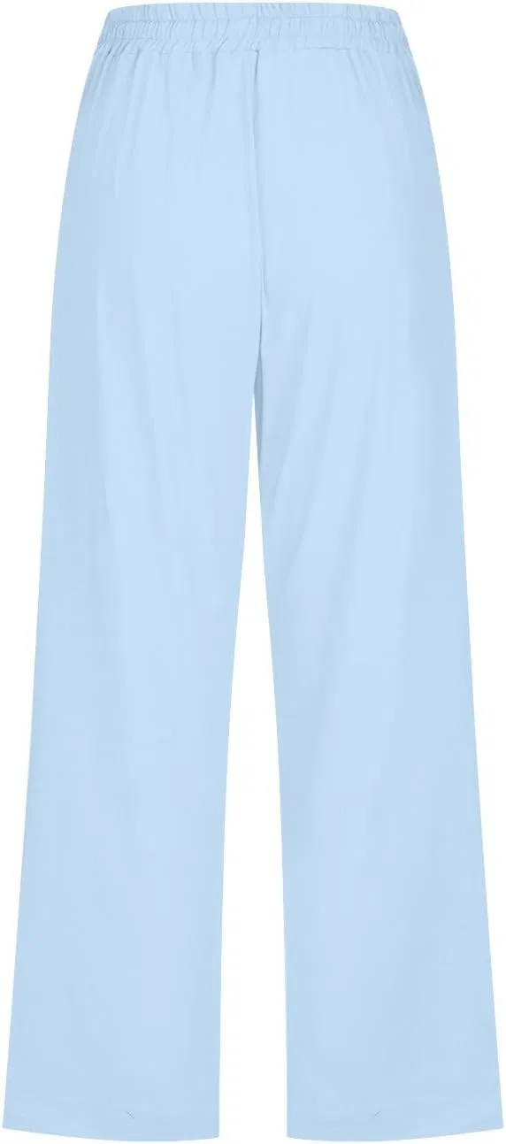 Брюки Active, льняные, Light Blue — фото 4