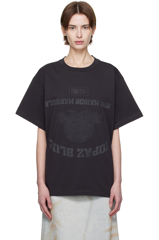 

Топазово-синяя футболка Mm6 Maison Margiela, черный