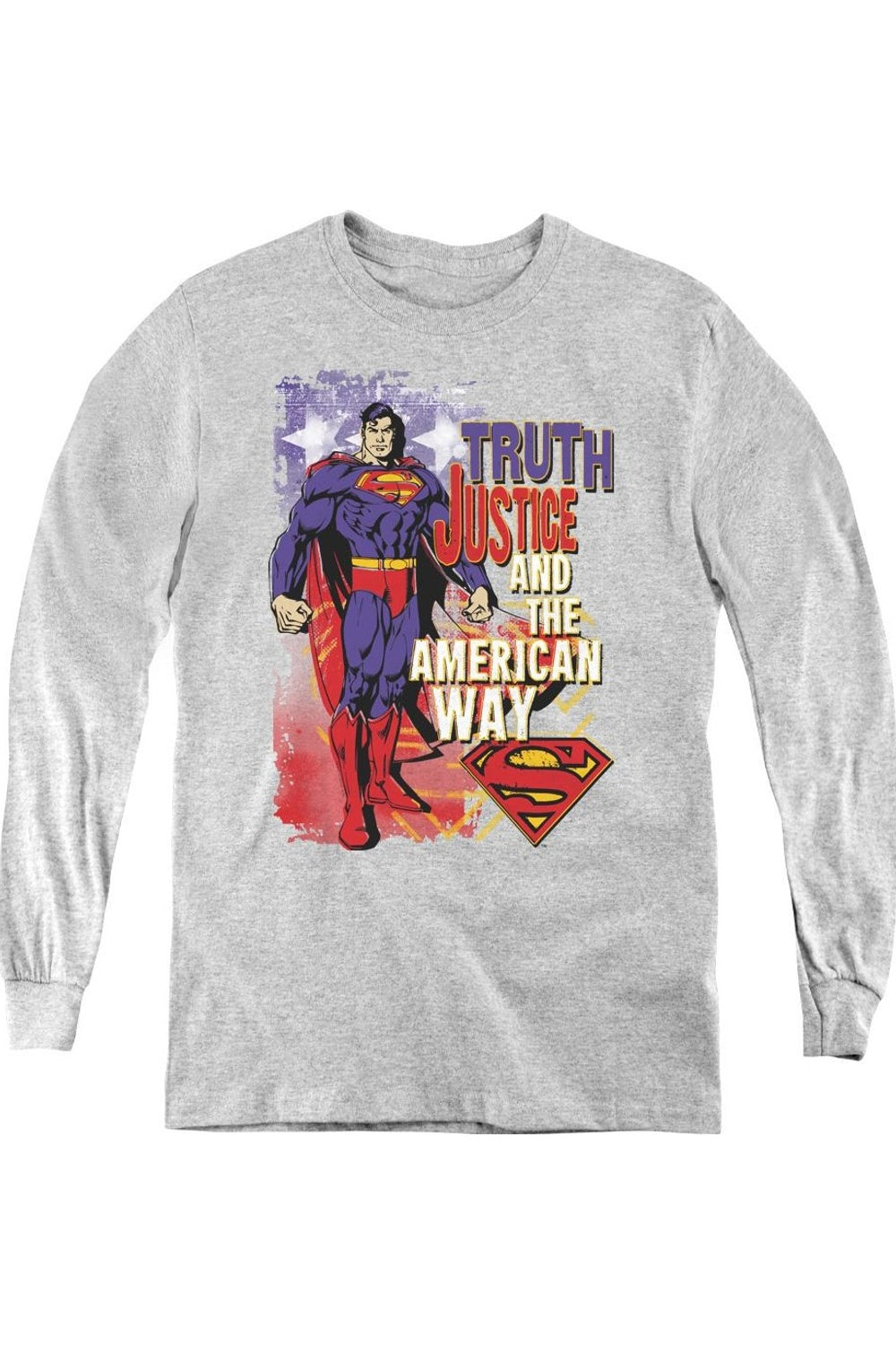

Футболка с длинным рукавом Superman "Правда, справедливость, молодость" Gildan, Athletic Heather