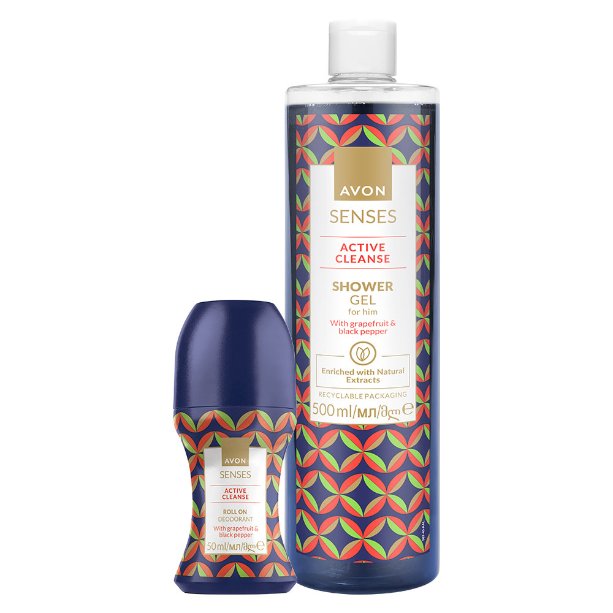 

Avon, Active Cleanse, Грейпфрут и черный перец, набор косметики по уходу, 2 шт.