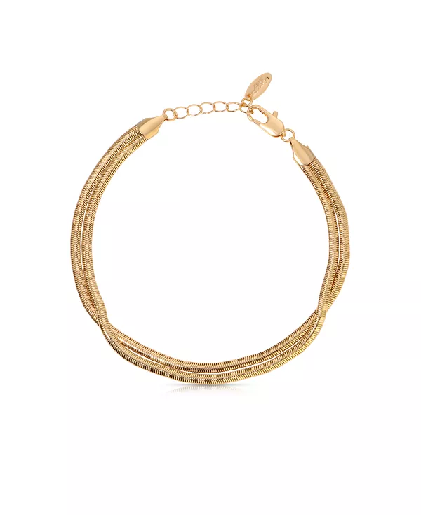 

Изящный браслет-змейка с двойной цепочкой, покрытый 18-каратным золотом Ettika, gold