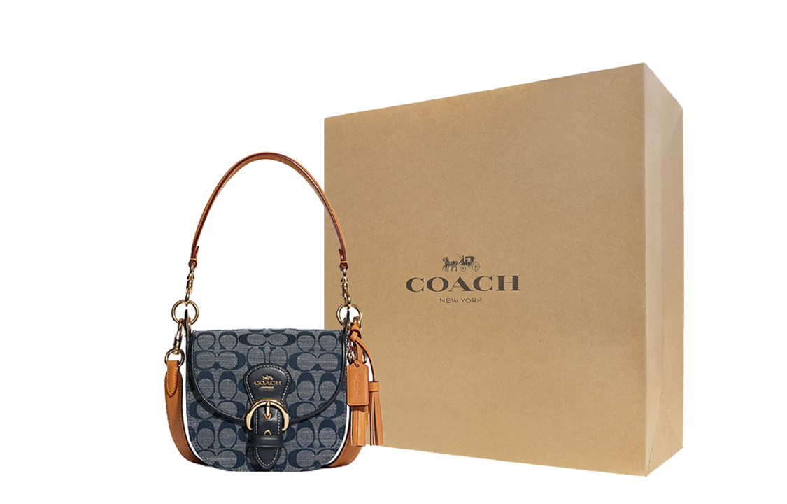 

COACH Женская сумка через плечо Kleo Canvas With Leather, темно-синяя и черная