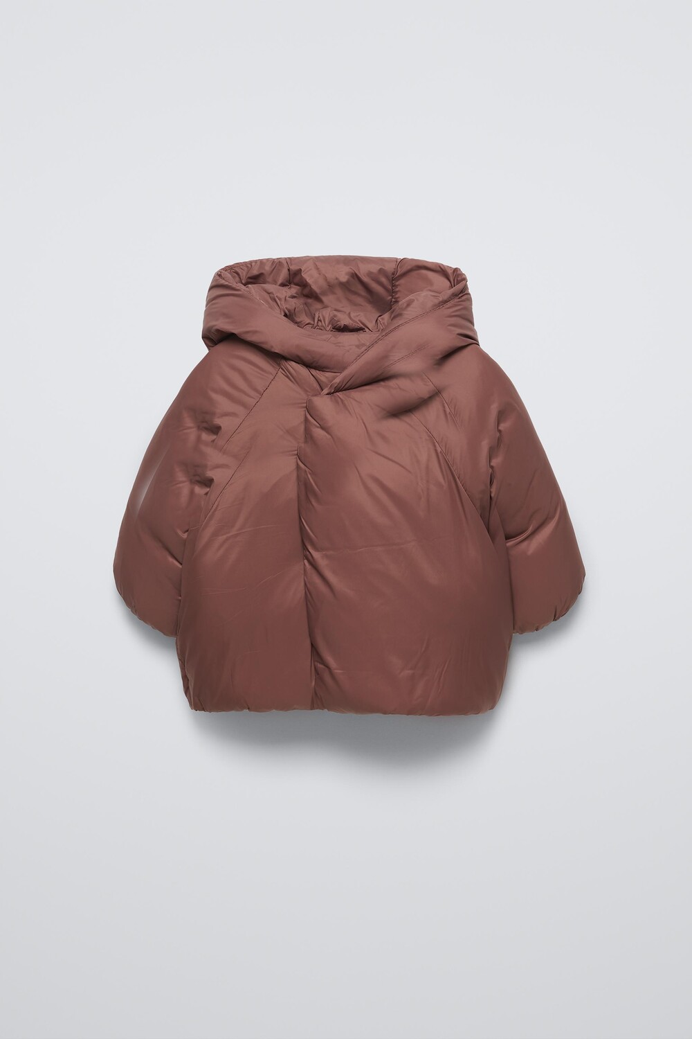 

Утепленное пальто-кроссовер ZARA, бордовый