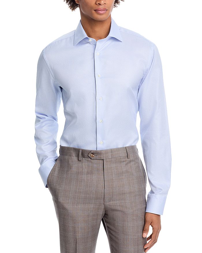 

Рубашка из микрошахматной ткани Canali, синий