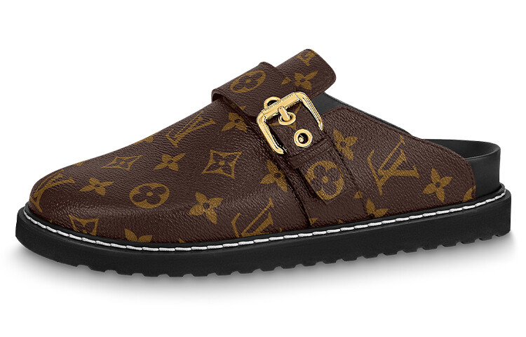 Шлепанцы женские Louis Vuitton с логотипом, коричневый