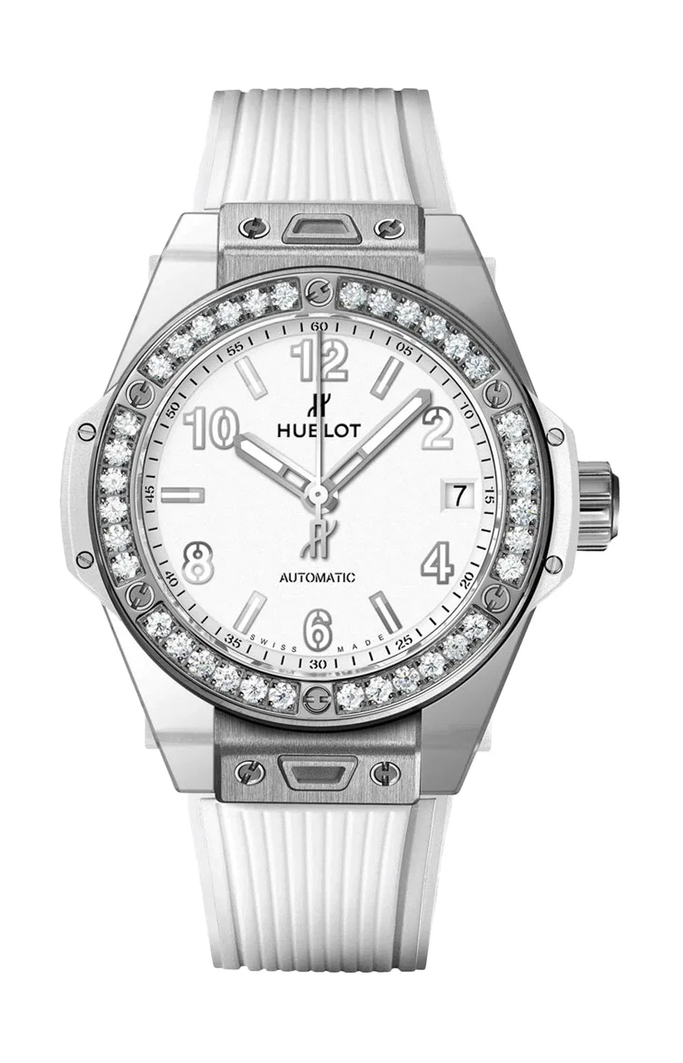 ONE CLICK СТАЛЬ БЕЛЫЕ БРИЛЛИАНТЫ - 465.SE.2010.RW.1204 HUBLOT, золотой